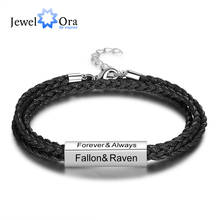 JewelOra Personalized Stainless Steel Men Bracelets Custom Engrave Names Multilayer Braided Rope Bracelets for Men Father Gifts 2024 - buy cheap