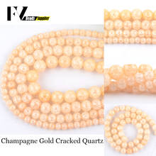 Natural Stone Champagne Gold Plated Cracked Crystal Spacer Round Beads For Jewelry Making DIY Bracelets Necklace Needlework 2024 - buy cheap