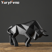 YuryFvna Resin Bull Statue Bison Sculpture Decoration Abstract Animal Figurine Room Desk Home Decoration Gift 2024 - buy cheap