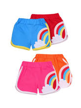 Kawgeett calças de verão para crianças, de algodão, com estampa de arco-íris, casual, de cintura média, soltas, esportivas 2024 - compre barato