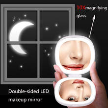 LED Light Makeup Mirror Makeup Fill Light Double-Sided Mirror Light Touch Dimming Charging 10X Magnifying Glass Girl Gift 2024 - buy cheap