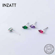 INZATT Real 925 Sterling Silver Zircon Stud Earrings For Fashion Women Minimalist Fine Jewelry Bohemian Accessories GIFT 2024 - buy cheap