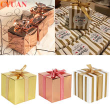 Caja de dulces de cumpleaños, bolsas de regalo de dulces a rayas doradas, cajas de embalaje de Chocolate, caja de regalo para Baby Shower, suministros de favores de fiesta de boda 2024 - compra barato