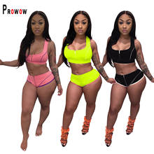 Prowow Summer Women Jogging Fitness Sport Suits Zipper Tops Shorts Two Piece Matching Tracksuits Casual Clothing Set Outfits 2024 - buy cheap