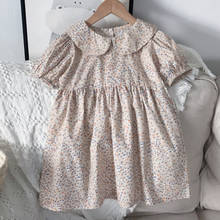 2021 New Girls Dress Kids Clothes Summer Puff Sleeve Doll Collar Floral Children Dress For 2-6 Years 2024 - buy cheap