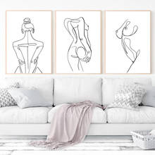 Abstract Female Line Drawing Posters Naked Nude Woman Body Canvas Painting Minimalist Wall Art Pictures Living Room Home Decor 2024 - buy cheap