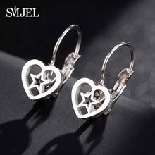 SMJEL-pendientes románticos con estrellas en forma de corazón para mujer, aretes de aro de círculo pequeño, accesorios de joyería para compras modernas 2024 - compra barato