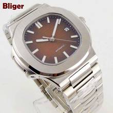 Bliger 40mm Miyota 8215 Luxury Automatic Wristwatch For Men Metal Bracelet Sunset Dial Sapphire Crystal Brushed Square Case 2024 - buy cheap