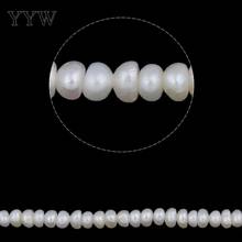 Cuentas de perlas de agua dulce barrocas 14,5 naturales, 100% pulgadas, perlas blancas naturales de alta calidad, cuentas AAA de 5,6mm para fabricación de joyas 2024 - compra barato