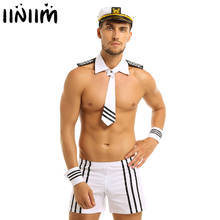 iinim Men Male Navy Sailor Fancy Dress Up Shorts with Cap Collar Tie Cuffs Cosplay Parties Exotic Sexy Police Costumes Clubwear 2024 - buy cheap