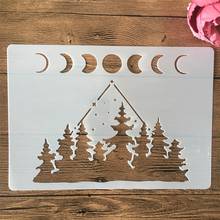 A4 29cm fase da lua forrest diy estênceis estênceis pintura de parede scrapbook colorir gravação álbum modelo decorativo 2024 - compre barato