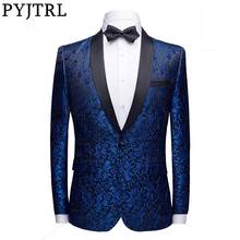 PYJTRL Men Fashion Floral Jacquard Dress Blazer Gentleman Shwal Lapel Slim Fit Party Wedding Prom Suit Jacket Male Costume Homme 2024 - купить недорого