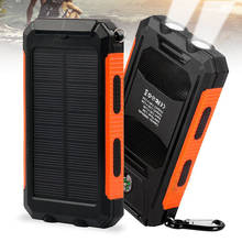 Solar Power Bank 10000mAh Portable Charging Waterproof Powerbank with Compass Flashlight for Climbing Travel Dual USB Poverbank 2024 - buy cheap