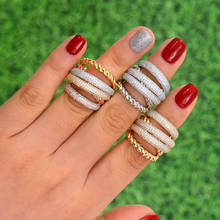 Godki jimbara ampla luxo 3 camadas de torção tom chique anéis para o casamento feminino zircão cúbico africano nupcial dubai dedo anel jóias 2024 - compre barato
