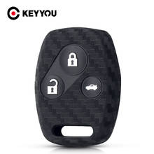 KEYYOU 20x For HONDA Accord Civic CRV Pilot Carbon Fiber Silicone Car Key Case Cover Fit 2007 2008 2009 2010 2011 2012 2013 3BNT 2024 - buy cheap