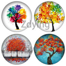 Zdying 5pcs Colorful Watercolor Rainbow Tree Round Glass Cabochon Photo Dome Demo Flatback Base Tray Blank DIY Making Findings 2024 - buy cheap