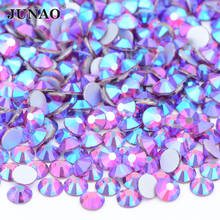JUNAO-diamantes de imitación para decoración de uñas, Strass de cristal sin fijación en caliente, para ropa AB, SS6, 8, 10, 12, 16, 20, 30, fucsia 2024 - compra barato
