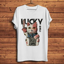 japan Fortune Cat unlucky evil neko funny t shirt men summer new white casual homme tshirt unisex streetwear tee 2024 - buy cheap