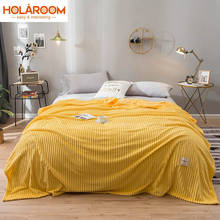 Holaroom Blankets for Bed Solid Color Flannel Blanket Sofa Throw Stripe Soft Warm Blanket Spring/Autumn Home Bedding Decoration 2024 - buy cheap