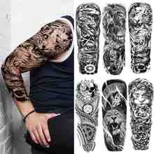Tatuagem temporária de cobra tigre real para homens e mulheres, tatuagem geométrica falsa com adesivo de flor preta e leão 2024 - compre barato