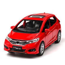 Rodas de carro diecast 2018 honda fit, escala 1:32, modelo de metal com som leve, coleção de brinquedos de liga 2024 - compre barato