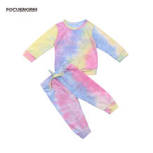 FOCUSNORM-Conjunto de pijama con estampado Tie-Dye para bebé, jersey de manga larga, sudadera, Tops, pantalones, 2 uds. 2024 - compra barato