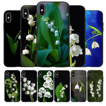 Funda de silicona para teléfono móvil iPhone, carcasa de color negro con diseño de flor de lirio del valle para modelos 13, 12, XR, XS Max, 5, 5S, SE 2020, 6, 6S, 7, 8 PLUS, X, 11Pro Max y 11 2024 - compra barato