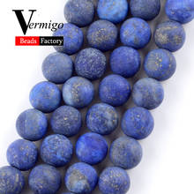 Cuentas redondas de piedra de lapislázuli pulida opaca Natural para la fabricación de joyas DIY, collar, pulsera, cuentas redondas sueltas mate de 4-12mm, 15" 2024 - compra barato