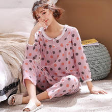 Fashion Polka Dot Cute Pajamas for Women Long Sleeve Spring Autumn Sleepwear Home Suit Loose o-neck Full Cotton Pyjamas Female 2024 - buy cheap