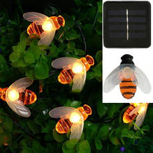Fio de luz de led a energia solar para mel, abelha, 30leds, 50leds, luz de fada, jardim, cerca, natal, luzes decorativas, 6.5m/9.5m 2024 - compre barato