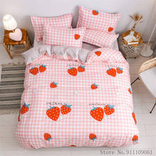 Home Textile Pink Red Strawberry Bedding Sets Children and Adult Linen Duvet Cover Sheet Pillowcases King Twin Size Bedclothes 2024 - buy cheap