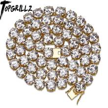 Topgl colar de tênis, 10mm, liga aaa zircão, 1 fileira, corrente, hip hop, joias da moda para homens e mulheres 2024 - compre barato
