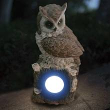 Luces nocturnas de animales, artesanía de pájaros, resina, luz LED Solar para exteriores, adorno de estatua de búho para jardín, accesorios de decoración para el hogar y jardinería 2024 - compra barato