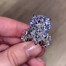 Anillo de lujo con diamantes de imitación para mujer, sortija de compromiso de boda de Plata de Ley 925, joyería nupcial 2024 - compra barato
