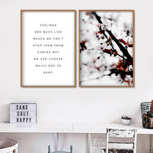 Winter Plum Flower Tree Quotes Wall Art Canvas Painting Plants Nordic Posters And Prints Salon Wall Pictures For Living Room 2024 - buy cheap