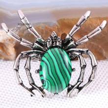 Spider Brooch Natural Stone Green Malachite CAB Cabochon Bead Pendant for Men Women DIY Jewelry Making 1Pcs K710 2024 - buy cheap