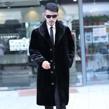 Long faux mink fur leather jacket mens warm fur leather coat men loose jackets winter autumn thicken jaqueta de couro black 2024 - buy cheap