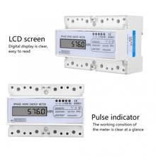Счетчик энергии DDS576 ватт счетчик часов ЖК-дисплей 3 фазы 4 провода 7P 380 В Электрический счетчик мощности 2024 - купить недорого