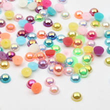 6mm 8mm Mixed Color Half Round Pearl Beads Craft Cabochon Scrapbook Decoration Flatback Nail Art Garment Beads DIY 2024 - buy cheap