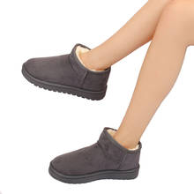 Botas de algodão femininas curtas, prancha coreana plus, veludo, quente, anti-esqui, casual, bota plana, estudante, pão, sapatos de algodão femininos 2024 - compre barato