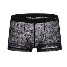 See Through Boxers Underwear Men Transparent Low Waist Breathable Underwear Mesh Male Lace Boxer Fashion Sexy Shorts Boxers 2024 - buy cheap