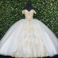 White Champagne Lace Ball Gown Quinceanera Dresses Off Shoulder Sweet 16 Dress Party Wear Bridal Boutique Princess Dress Xv Años 2024 - buy cheap