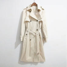 Casaco trench coat feminino sobretudo acima do joelho, sobretudo longo britânico primavera/outono 2024 - compre barato