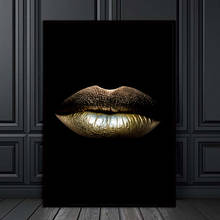 Nordic Sexy Black Women Gold Lips Canvas Paintings on Canvas Makeup Girls Posters and Prints Wall Art Pictures for Home Decor 2024 - buy cheap
