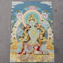 Thangka-Bordado de seda de budismo tibetano, estatua de Buda de Tara Blanca de Nepal, brocado, 35" 2024 - compra barato