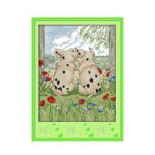 The pig couples cross stitch kit 14ct 11ct pre stamped canvas cross stitching animal embroidery DIY handmade needlework 2024 - buy cheap