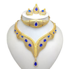 Kingdom ma-conjunto de joias africanas para casamento, joias com colar, brincos, pulseira, bracelete de cristal, joias grandes dubai 2024 - compre barato