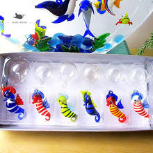 6 pçs feito à mão personalizado murano flutuante de vidro mar cavalo estatueta em miniatura decoração do aquário encantos pingente animais marinhos estátua 2024 - compre barato
