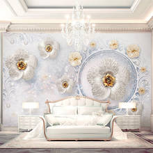 Пользовательские фото обои европейский стиль 3D Золотой цветок ювелирный Узор Настенная Гостиная ТВ диван роскошный домашний декор настенные наклейки 2024 - купить недорого