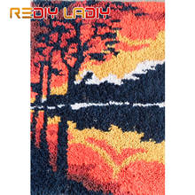 Latch Hook Rug Crocheting Cushion Mat Sunset Trees Tapestry Kits Acrylic Yarn Pre-Printed Canvas DIY Carpet Rug Arts & Crafts 2024 - buy cheap